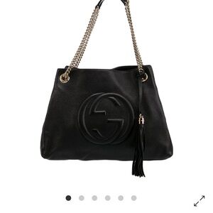 Black Leather Designer Tote Bag